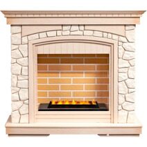 Электрокамин Dimplex Glasgow (слоновая кость с патиной) белый камень с очагом Cassette 400 LNH-INT PS (без дров)