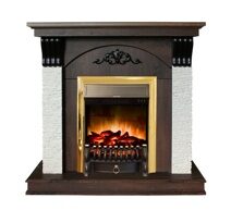 Электрокамин Real Flame Corfino NT с очагом Fobos Lux Brass