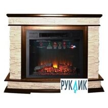 Электрокамин Inter Flame Памир (темный дуб) сланец с очагом Sirius 30 LED FX Black